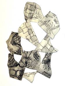 2016 02 06 B Pierres Noir, collage et cire sur Arche 